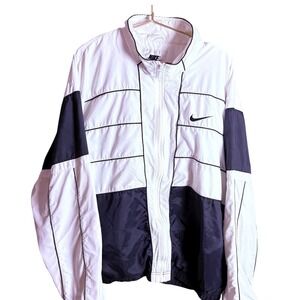 Nike VINTAGE 90s Windbreaker Jacket White‎ Black Athletic Retro Mens XL